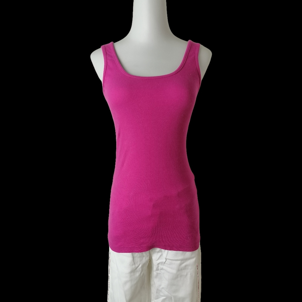 🛍 S/M, deeppink ribbed cotton slim-fit tank top by 2X